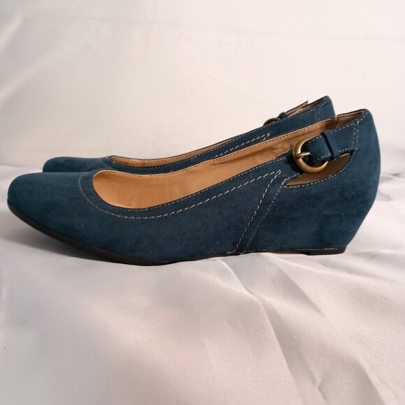 Naturalizer N5 Comfort Nevis Wedge Shoes Women’s 7.5W Faux Suede Taupe - Picture 6 of 8